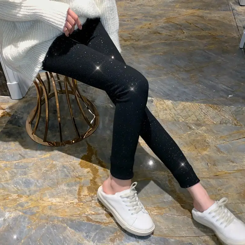 High Waisted Slimming Pants Versatile Shiny Silk