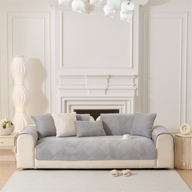 Solid-color Crystal Velvet Plaid Sofa Cushion