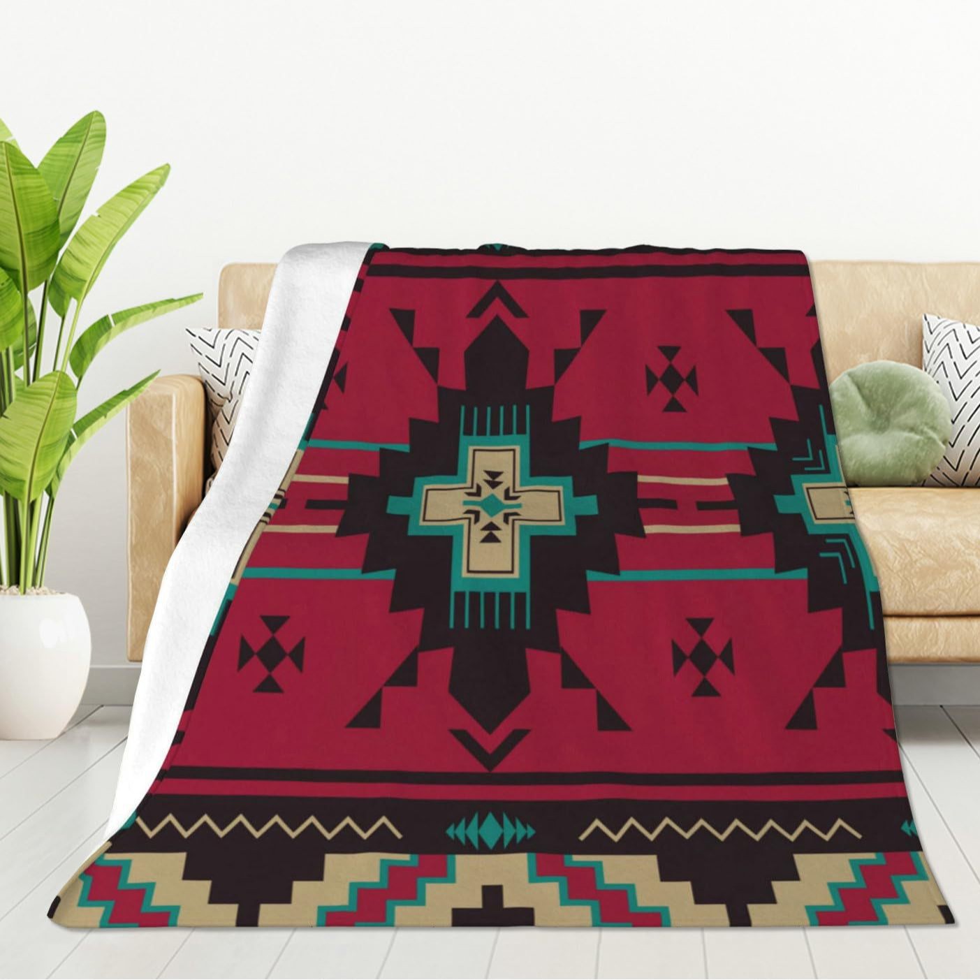 Bohemian-style Flannel Blanket For Cozy Bedding