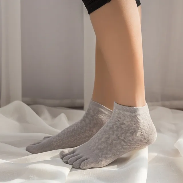 Women's Thin Summer Pure Cotton Toe Socks Plain Toe Socks Gray - Shop at LoveMi