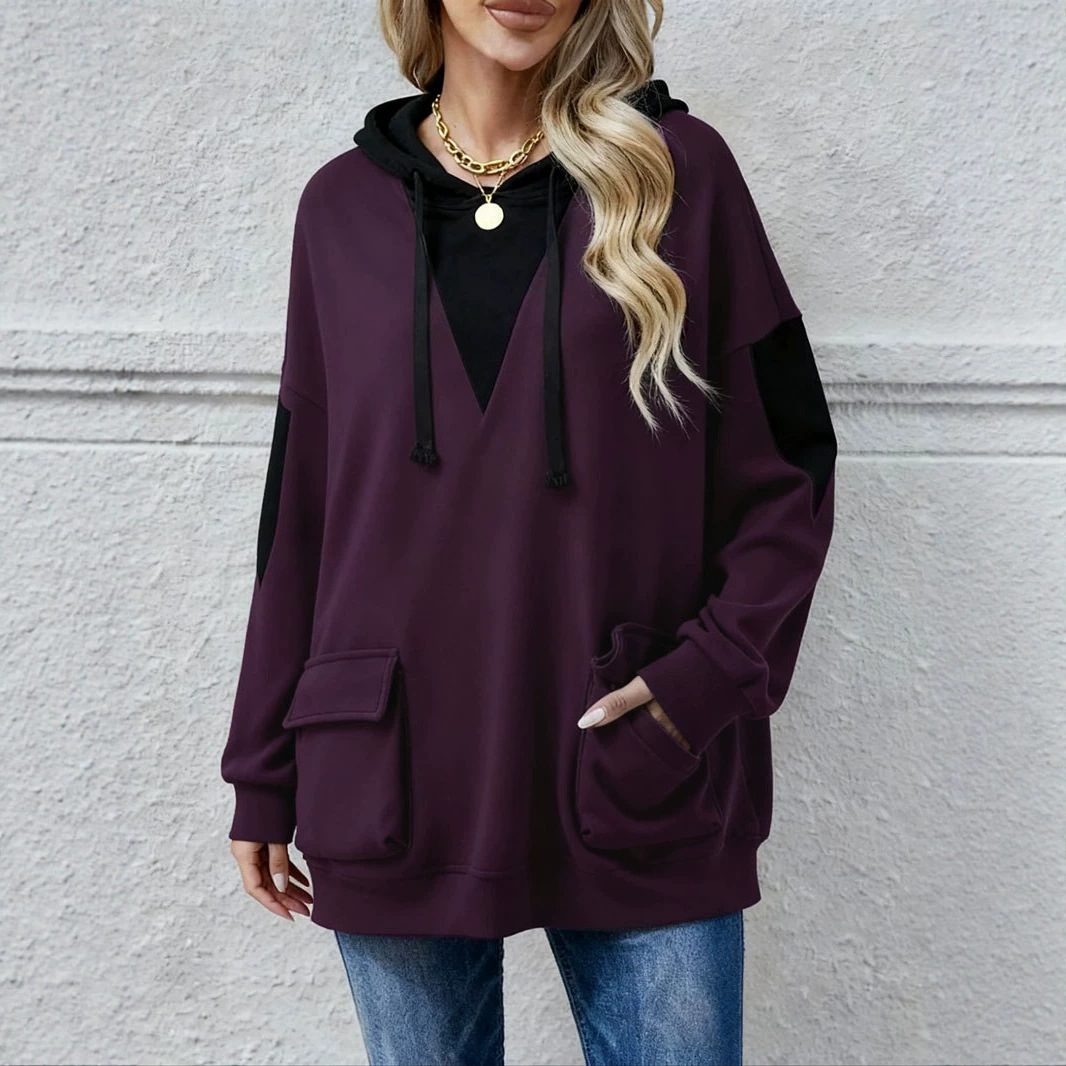 Women's Loose-fitting Mid-length Hooded Sweatshirt