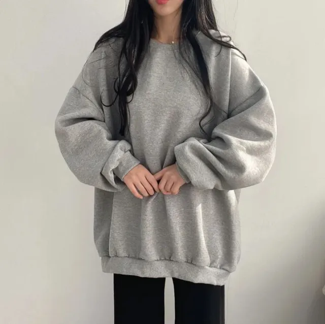Heavy American Moon Plus Size Long Sleeve Sweater 60277 Gray Brushed - Shop at LoveMi