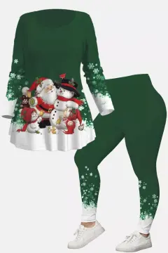 Christmas Creative Printing 3D Digital Casual Loose Men And Women Round Neck Suit - G - View 1