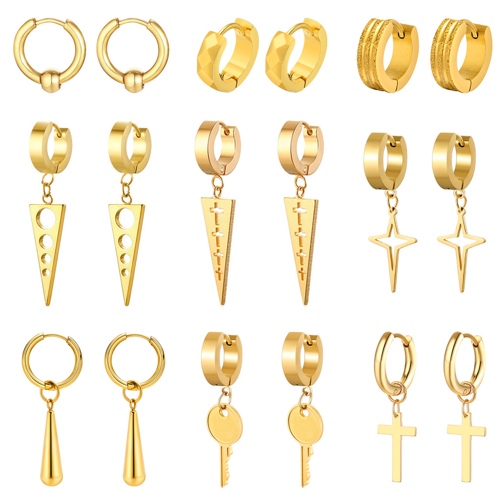 Personalized Fashion Men's And Women's Earrings Stainless Steel Diamond