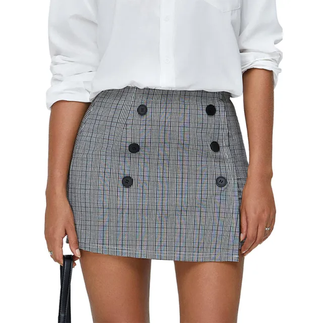 Womens Plaid Bodycon Mini Sheath Skirt Black - Shop at LoveMi