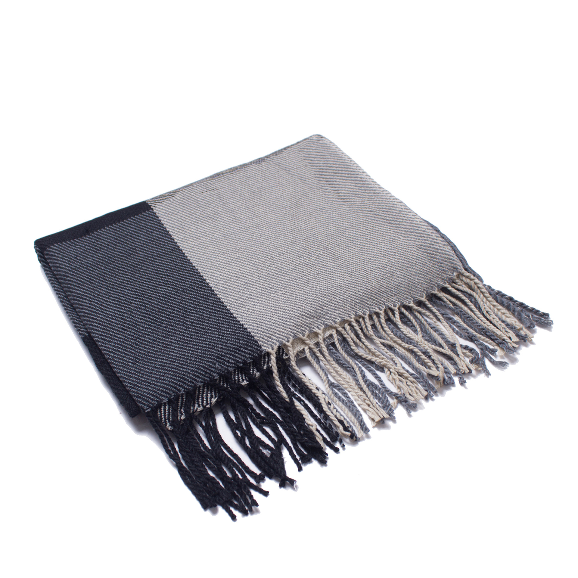 British-style Mens And Womens Couple Tassel Scarf With Large Plaid Pattern