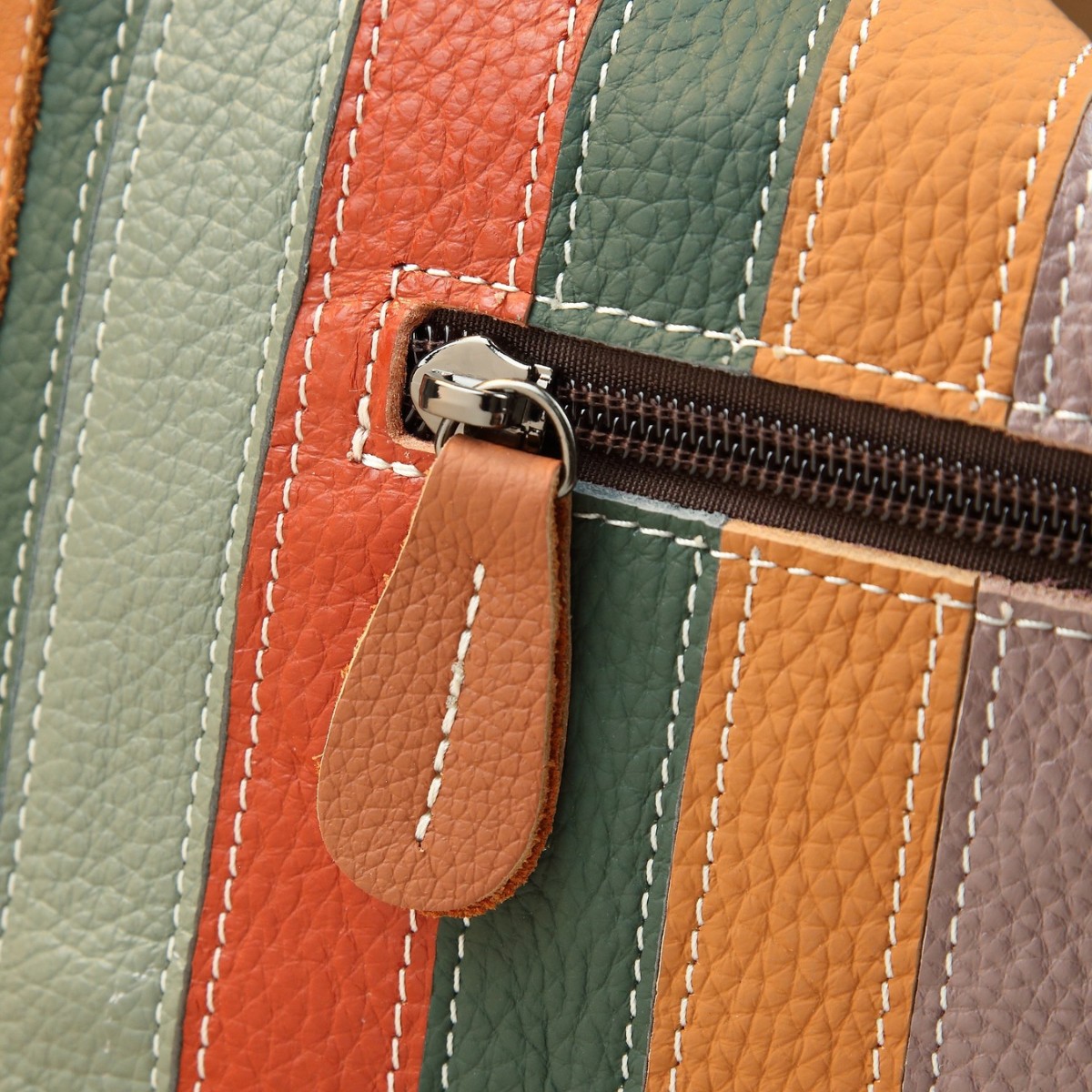 Geometric Grid Leather Patchwork Colorful Shoulder Bag