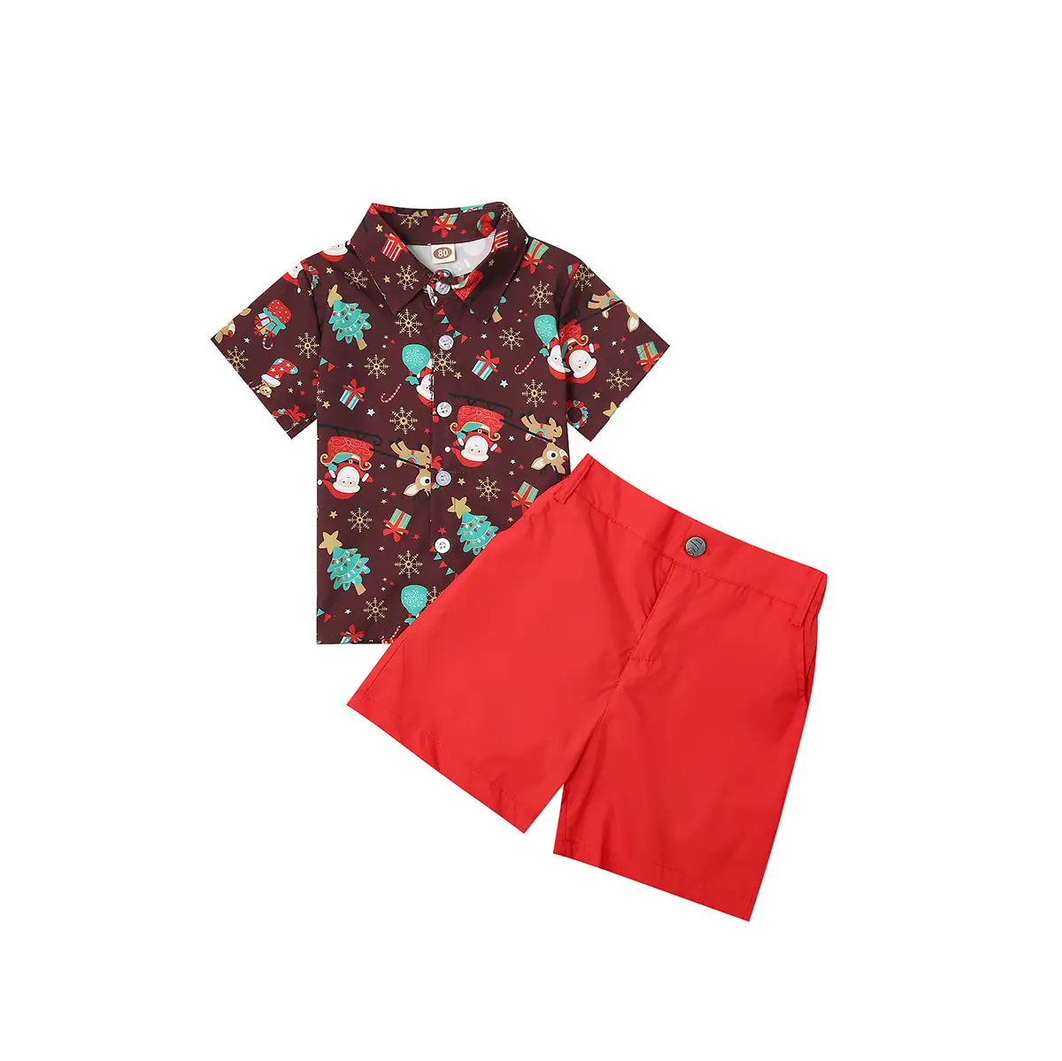 Children's Christmas Shirt Short Sleeve Shorts Suit