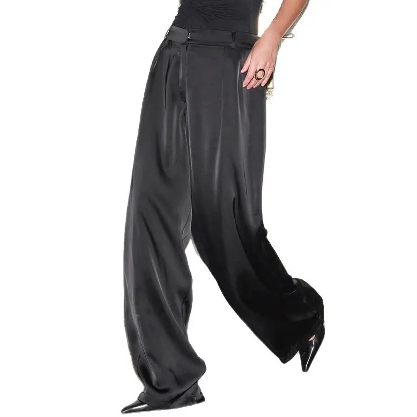 High-waisted Relaxed-fit Stylish Straight-leg Commuter Pants