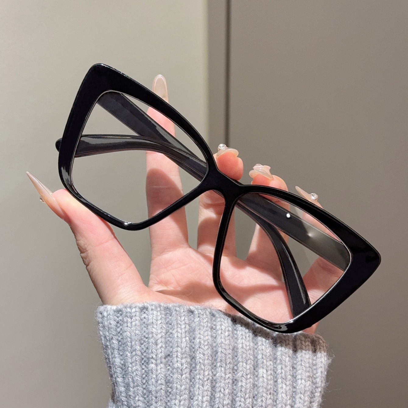 Versatile Slimming High-grade Sunglasses Large Frame Plain Glasses - Image 11