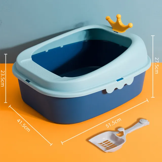 Crown Litter Box Oversized Full Semi enclosed Fresh Blue Large - Shop at LoveMi