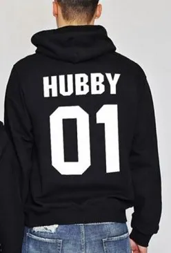 01 WIFEY01 Women HUBBY01 Men's Hooded Sweater Couple Black Men'S Hubby01 - Shop at LoveMi