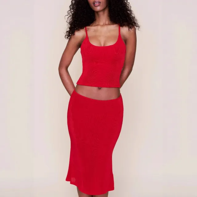 Elastic Vest Elastic High Waist Suit Red - Shop at LoveMi