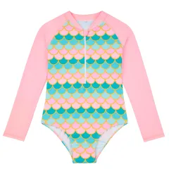 Mermaid Swimsuit Children's One-piece Swimsuit Long Sleeve & Girls' Hot Spring Scale Girls' Swimsuit - Yy262-150Cm - View 1