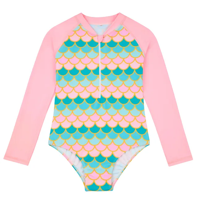 Mermaid Swimsuit Children's One piece Swimsuit Long Sleeve & Girls' Hot Spring Scale Girls' Swimsuit Yy262 140Cm - Shop at LoveMi