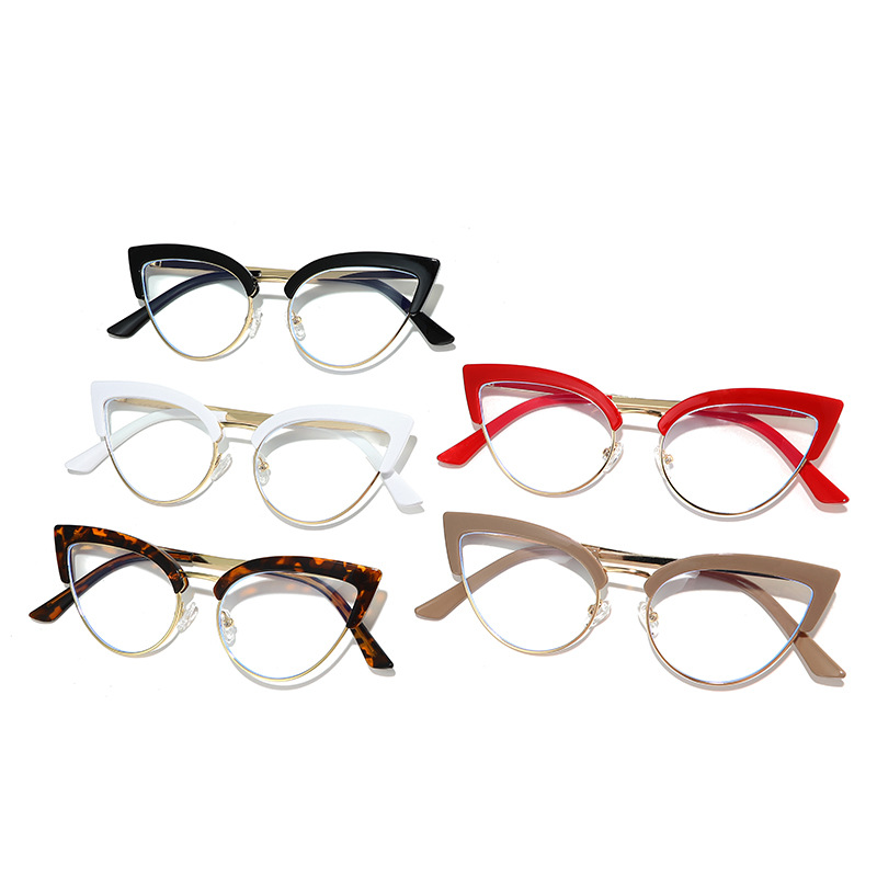 Stylish Large Frame Metal Lower Half Metal Plain Glasses - Image 2