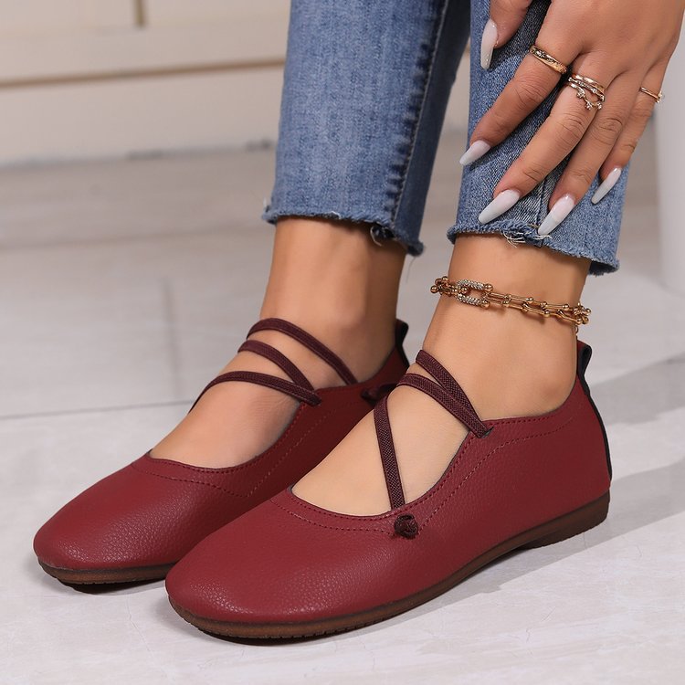Little Leather Moms Flat Shoes Slip-on Loafers For Lazy Days