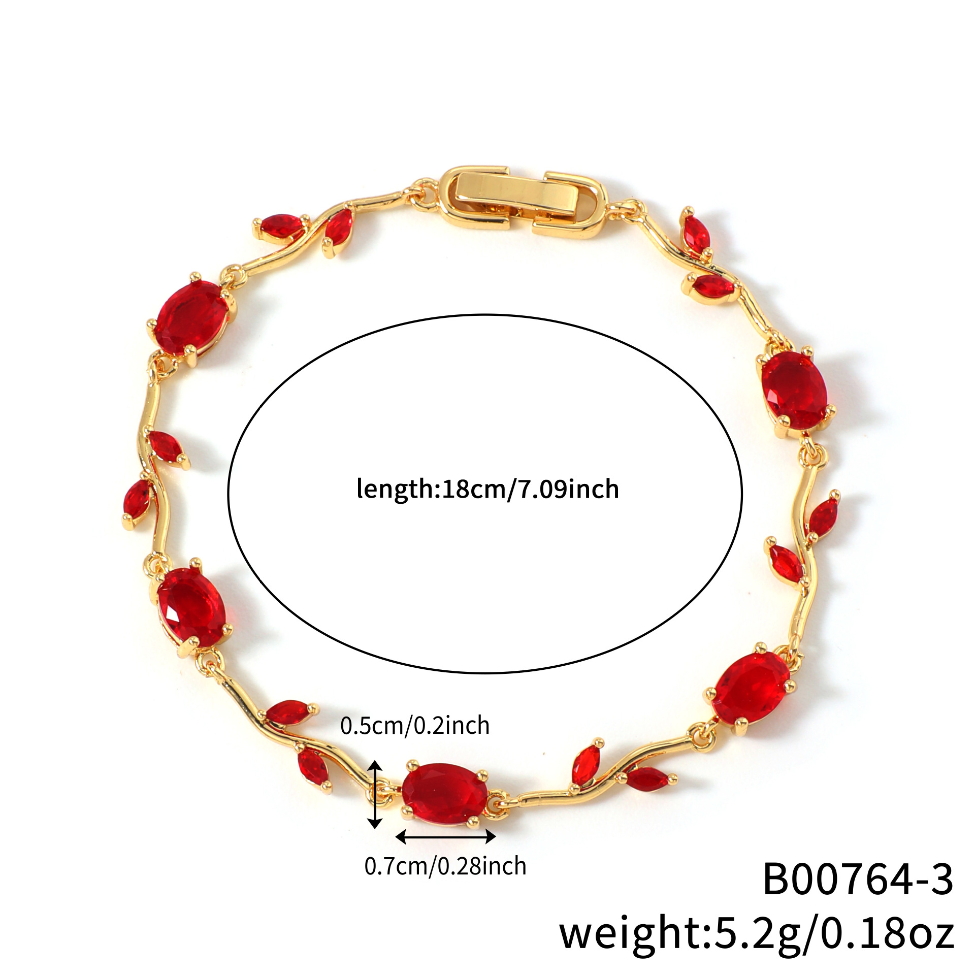 Womens Colorful Leaf Elliptical Geometric Zircon Bracelet