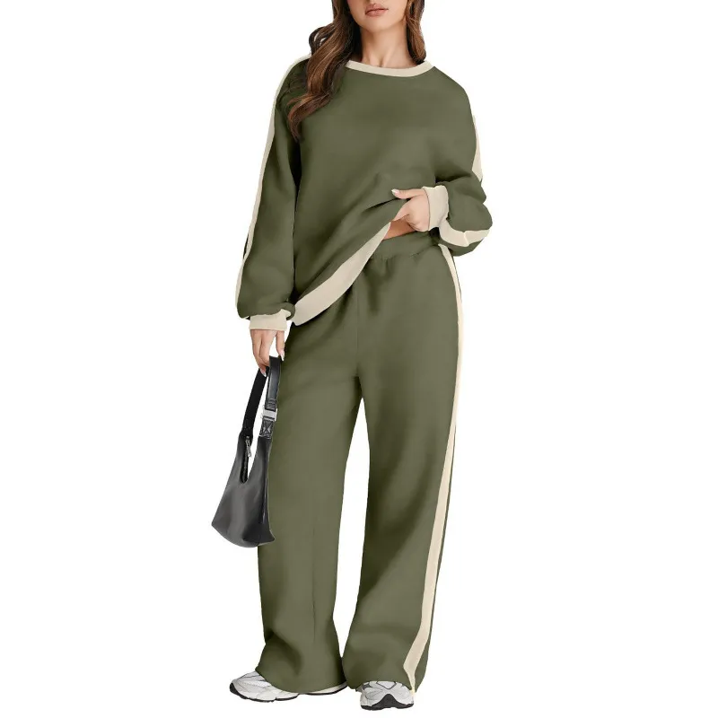 Spring And Autumn Leisure Simple Graceful Color Matching Long Sleeve - Army Green