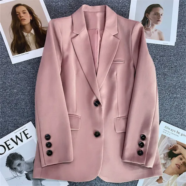 Casual Temperament Spring And Autumn Fried Street Small Suit Top Pink - Shop at LoveMi