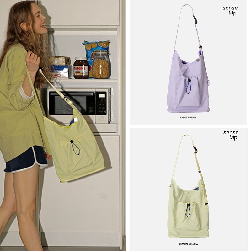 Simple And Lightweight Casual Nylon Drawstring Bucket Bag