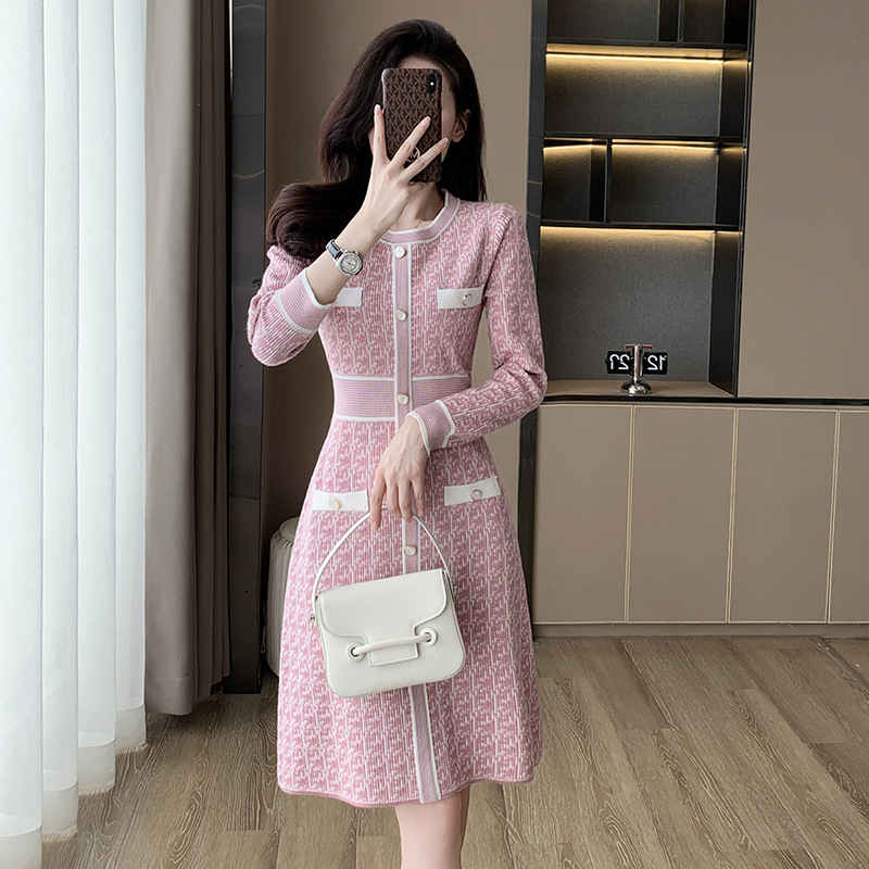 Jacquard A-Line Knitted Dress