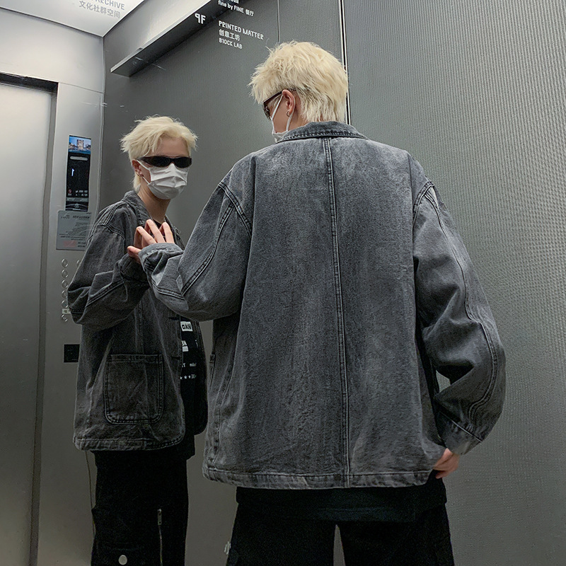 Mens Retro Denim Jacket Loose And Casual