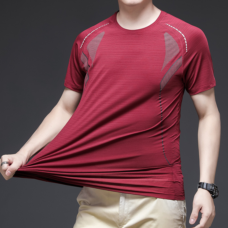 Ice-silk T-shirt For Men Summer Short-sleeve Thin Breathable And Quick-drying