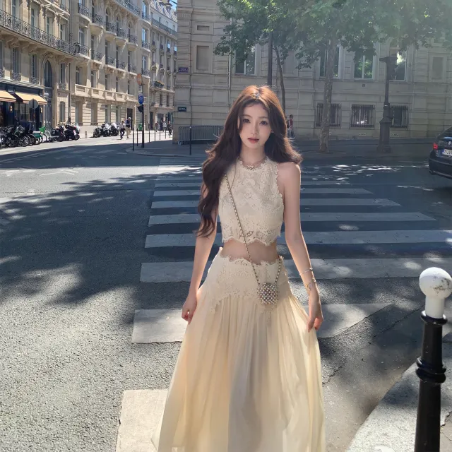 Sweet Exquisite Lace Top Dress Suit Women Gardenia Top - Shop at LoveMi