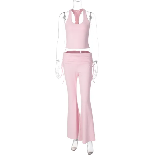 Fashion Casual Vest Slim fit Solid Color Trousers Suit Pink - Shop at LoveMi