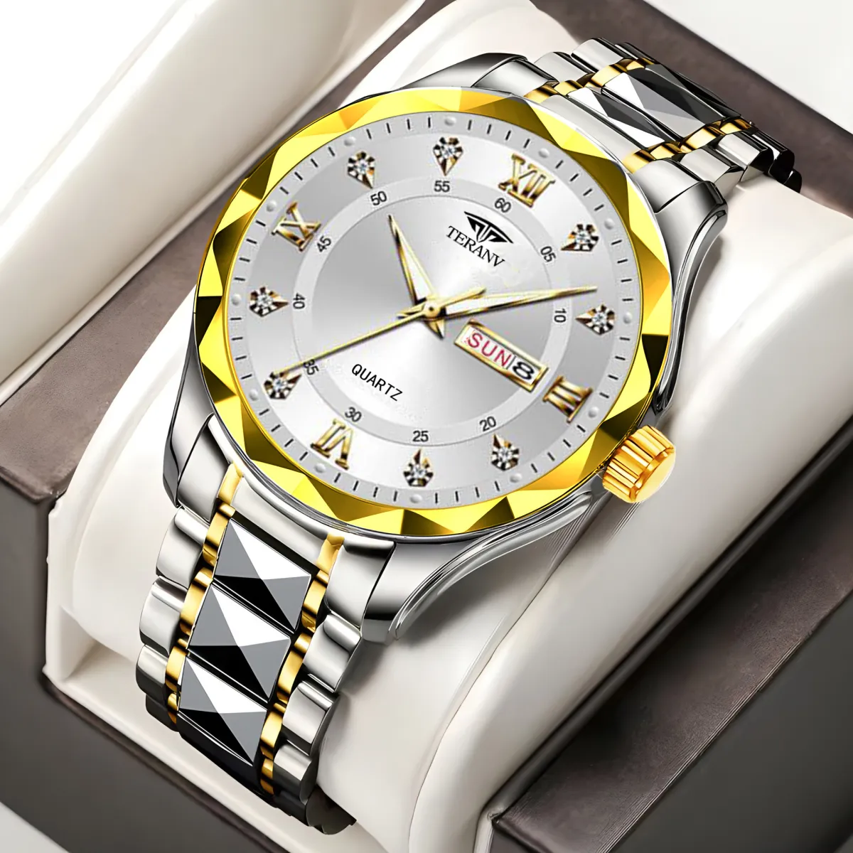 Watch Men's Chinese And English Calendar Diamond Shell