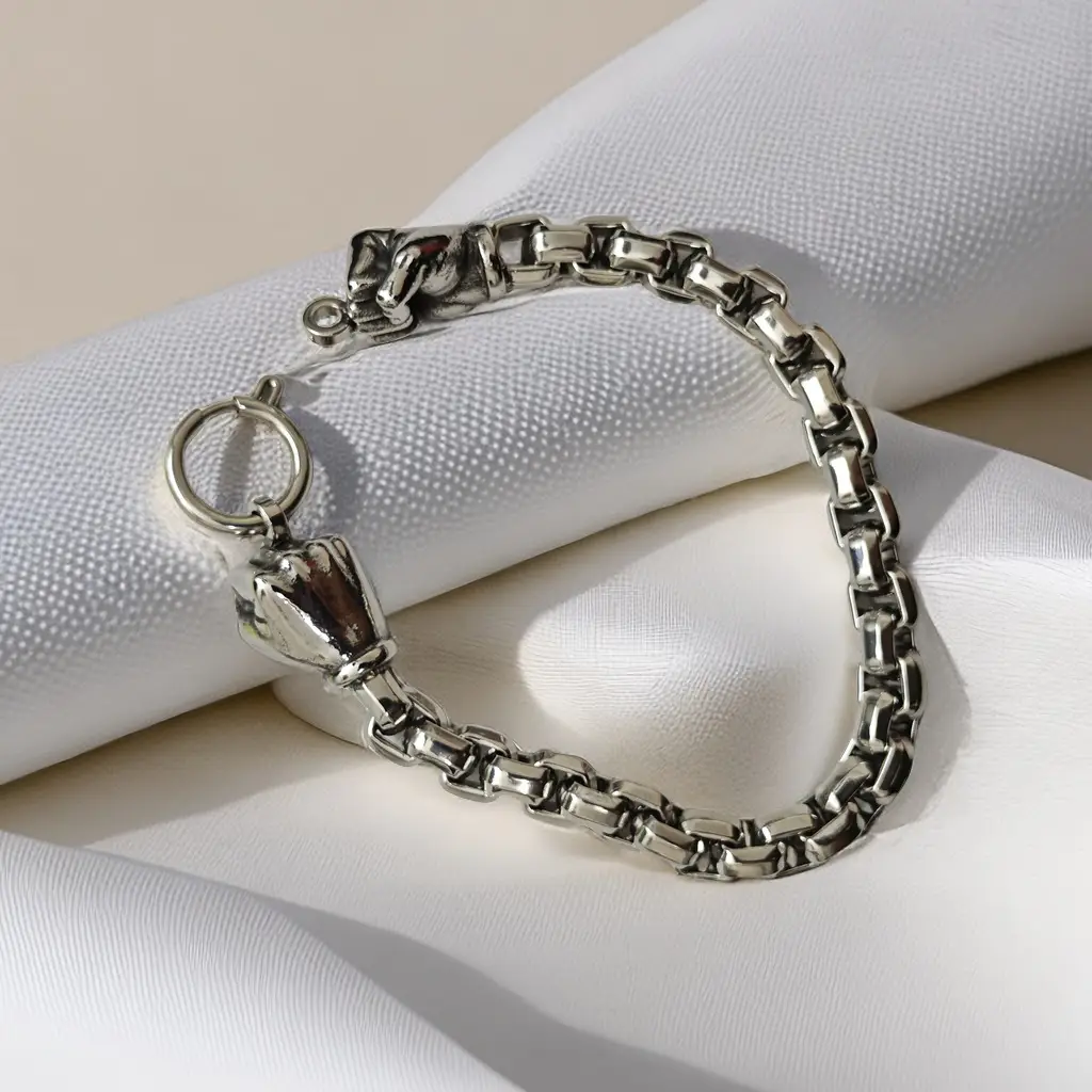 Titanium Steel Vintage Fist Bracelet Men Ornament