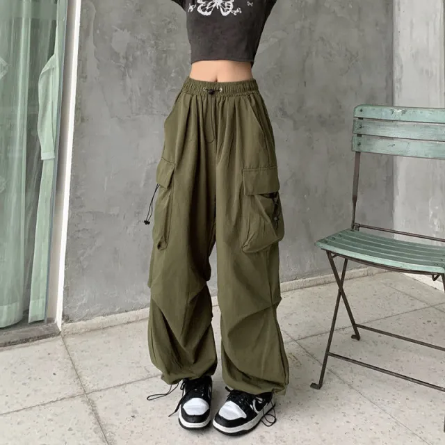 Ultra thin Wide leg Design Ankle tied Dancing Trousers Summer Army Green - Shop at LoveMi