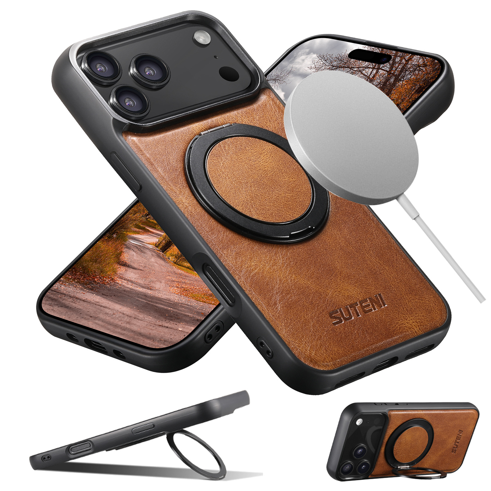 Leather Magnetic Wireless Charging Phone Case