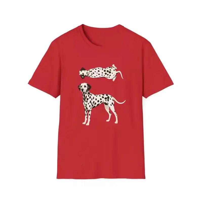 Mens Comfortable Versatile Dalmatian-Print Niche-Style T-Shirt