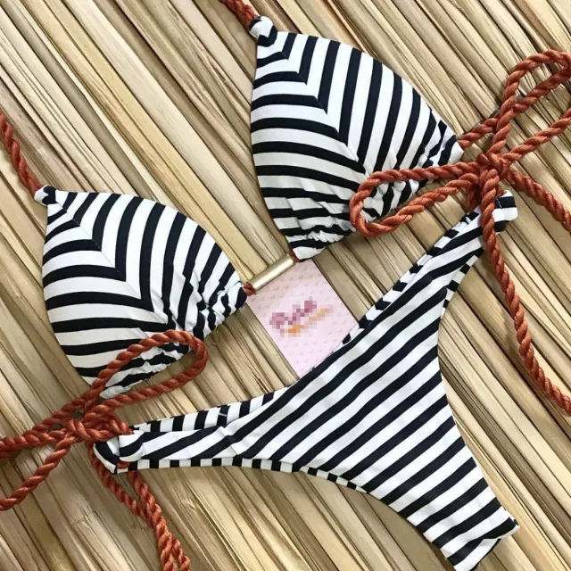 Bikini Cotton Swimsuit Printed Tassel Swimsuit Multi color K236 S - Shop at LoveMi