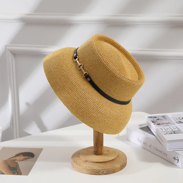 Women's Belt Chain Bell Type Sun proof Straw Hat Yellow - Shop at LoveMi