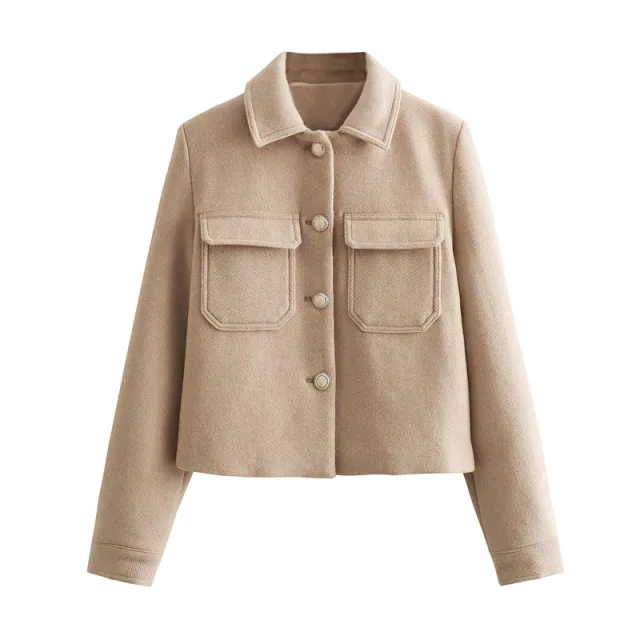 Fashionable All match Wool Blended Short Suit Jacket Champagne Xs - Shop at LoveMi