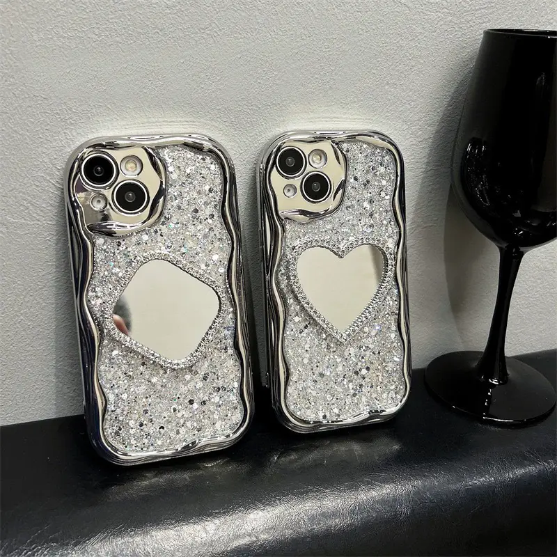 Heart Shape Mirror Sequins High Sense Ins Phone Case