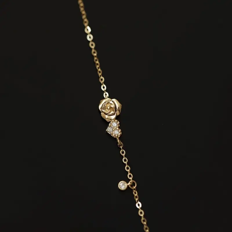 Delicate Heart Rose Bracelet Advanced Design French Style