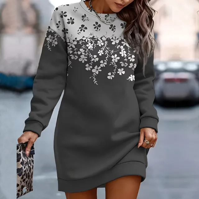 Printed Crew Neck Casual Long Loose Sweater Women Hj403 - Shop at LoveMi