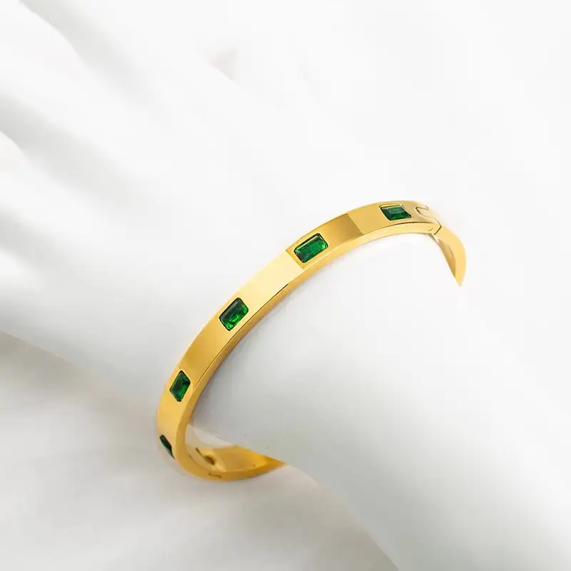Stainless Steel Bracelet New Bracelet Wrist Ring Inlaid Stone Non-fading