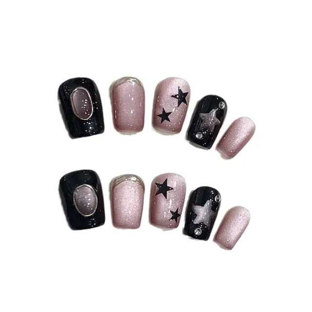 Style Cat Eye Focus Nail Sticker Pink Focus Short T - Shop at LoveMi