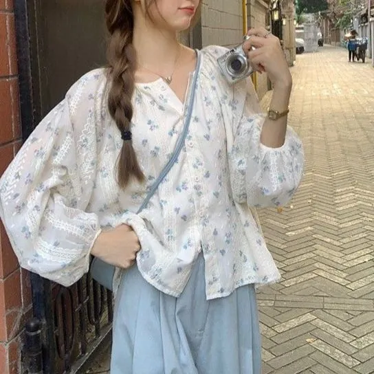 Lace Fashion Trendy Loose Round Neck Shirt Top - Shop at LoveMi