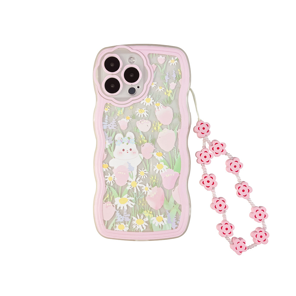 Wavy-edge Flower Bunny Silicone Phone Case