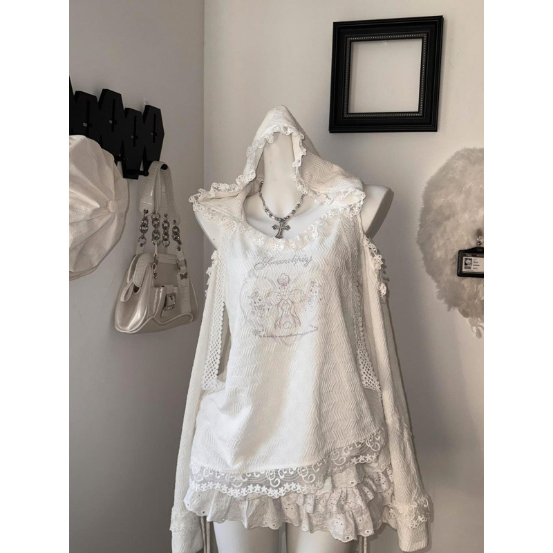 Women's Fashion Personality Stitching Lace-up Skirt Set