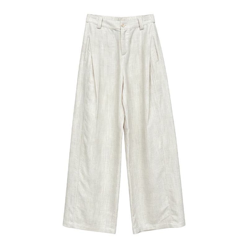Womens Tencel Linen Wide-leg Pants