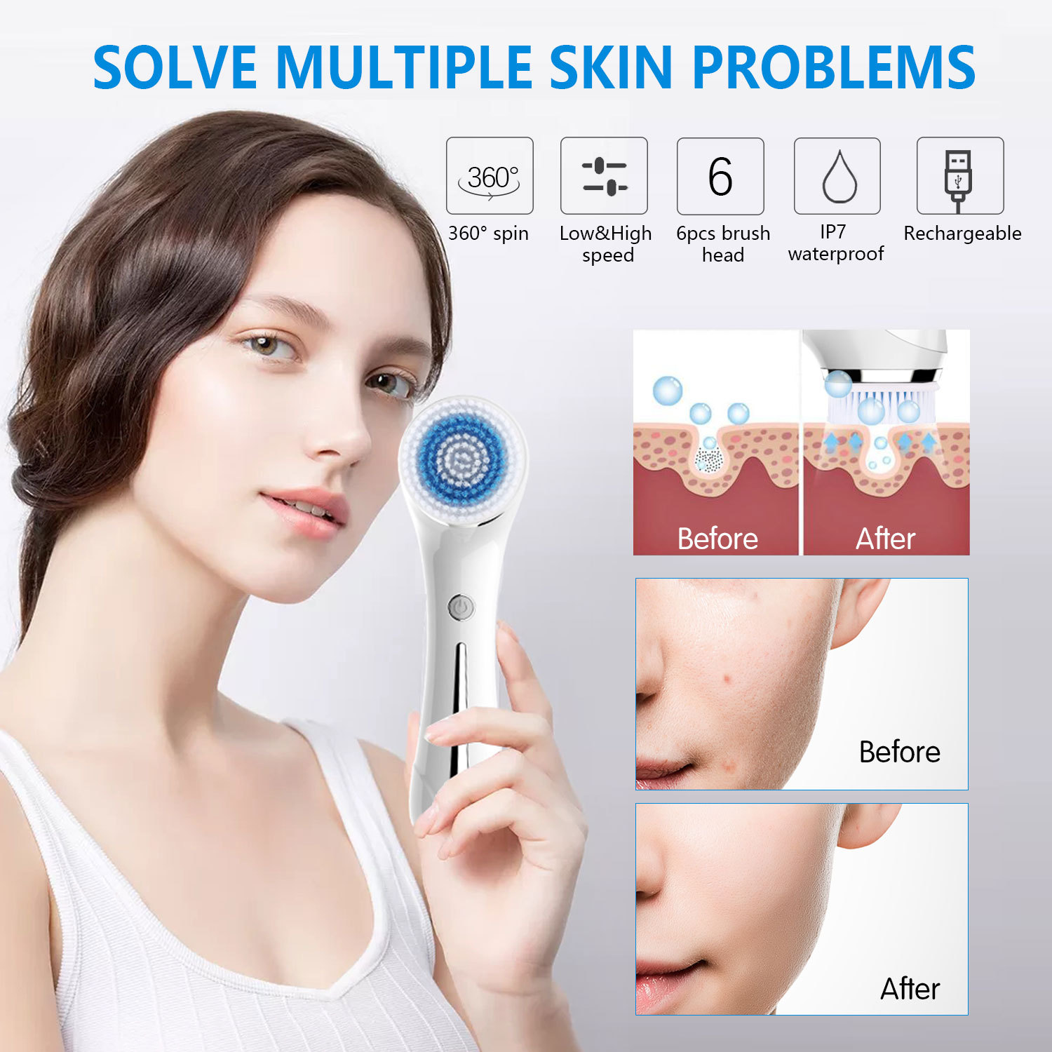 Rechargeable Facial Cleanser Electric Pore
