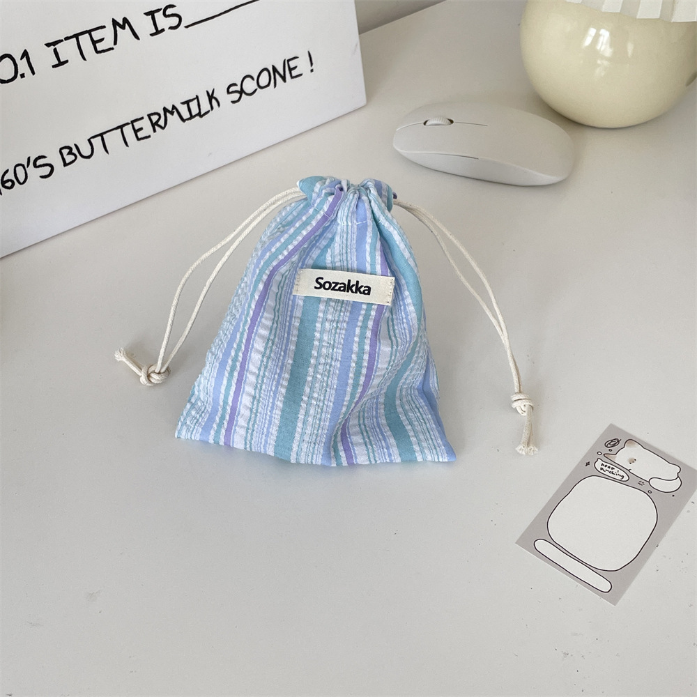 Title 6, Pleated Stripes Drawstring Pull String Buggy Co...