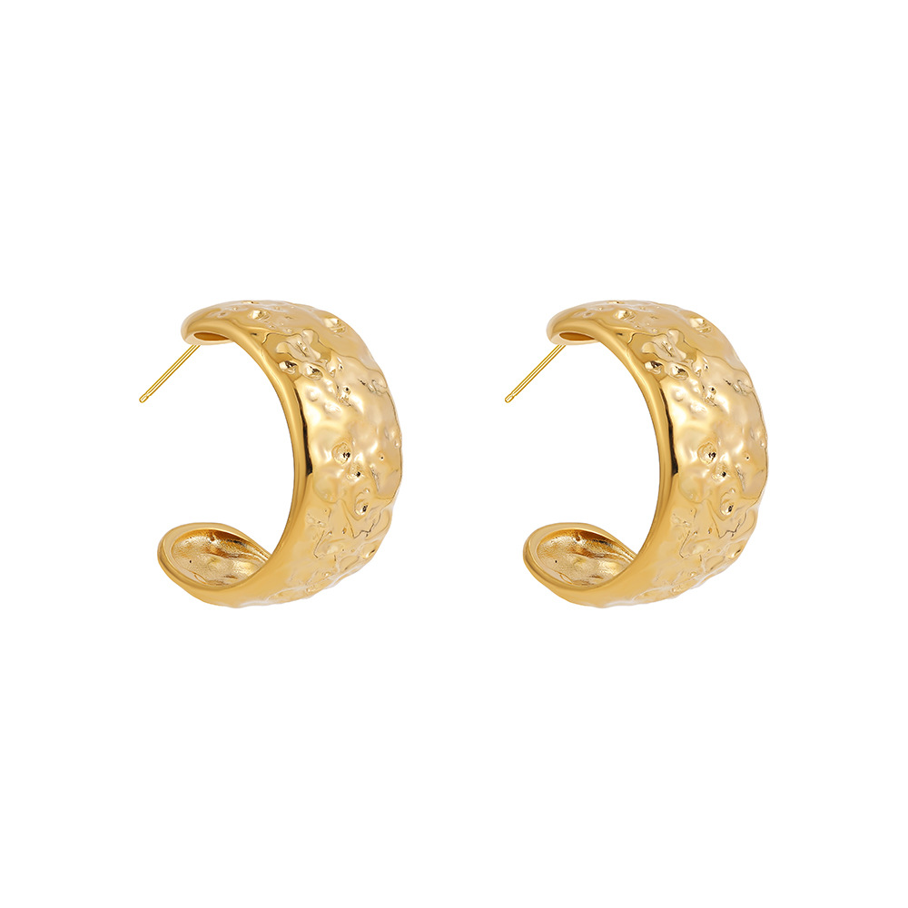 Gold-Tone C-Shaped Earrings